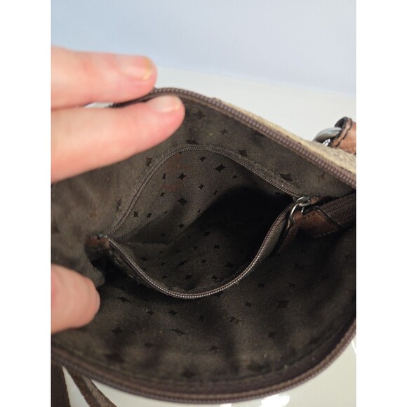 Fossil Snakeskin Embossed Leather Crossbody Adjustable Purse Brown Trim 7 X 8 - Picture 11 of 13